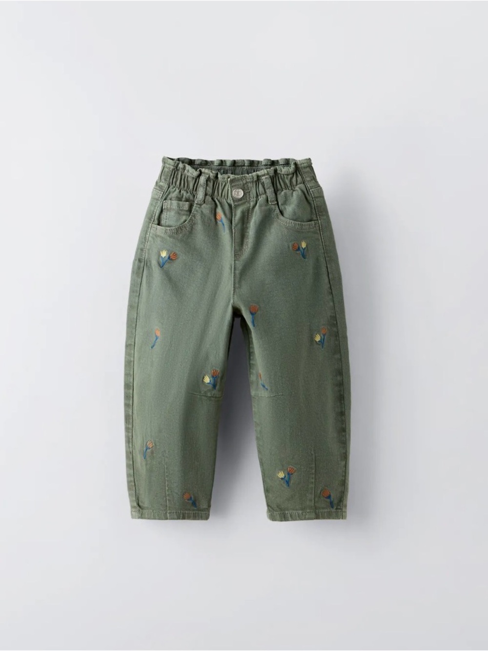 Paper Bag Embroidered Twill Pants